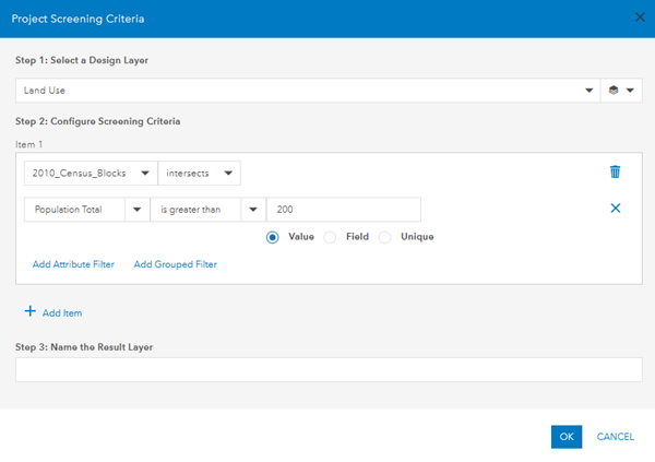 Project screening criteria example 1 Project screening criteria example 1